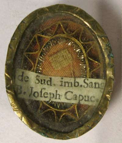 Theca with first class relic of Saint Joseph of Leonessa, O.F.M. Capuchin