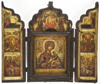 c.1700 Monumental Triptych-Kuzov with an Icon of the Mother of God & Selected Feasts