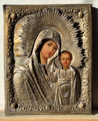 Russian icon - Our Lady of Kazan in brass cover